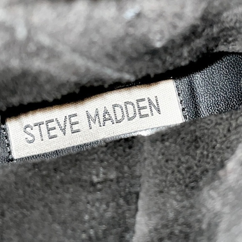 Steve Madden Altta moto bootie ankle boots black suede size 5.5 gently preloved - Picture 7 of 13